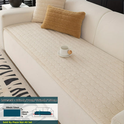 Sofa Cover Bohemian Short-Plush Quilted Panels for Armrest, Backrest and 2 to Large 4-Seater Sofas