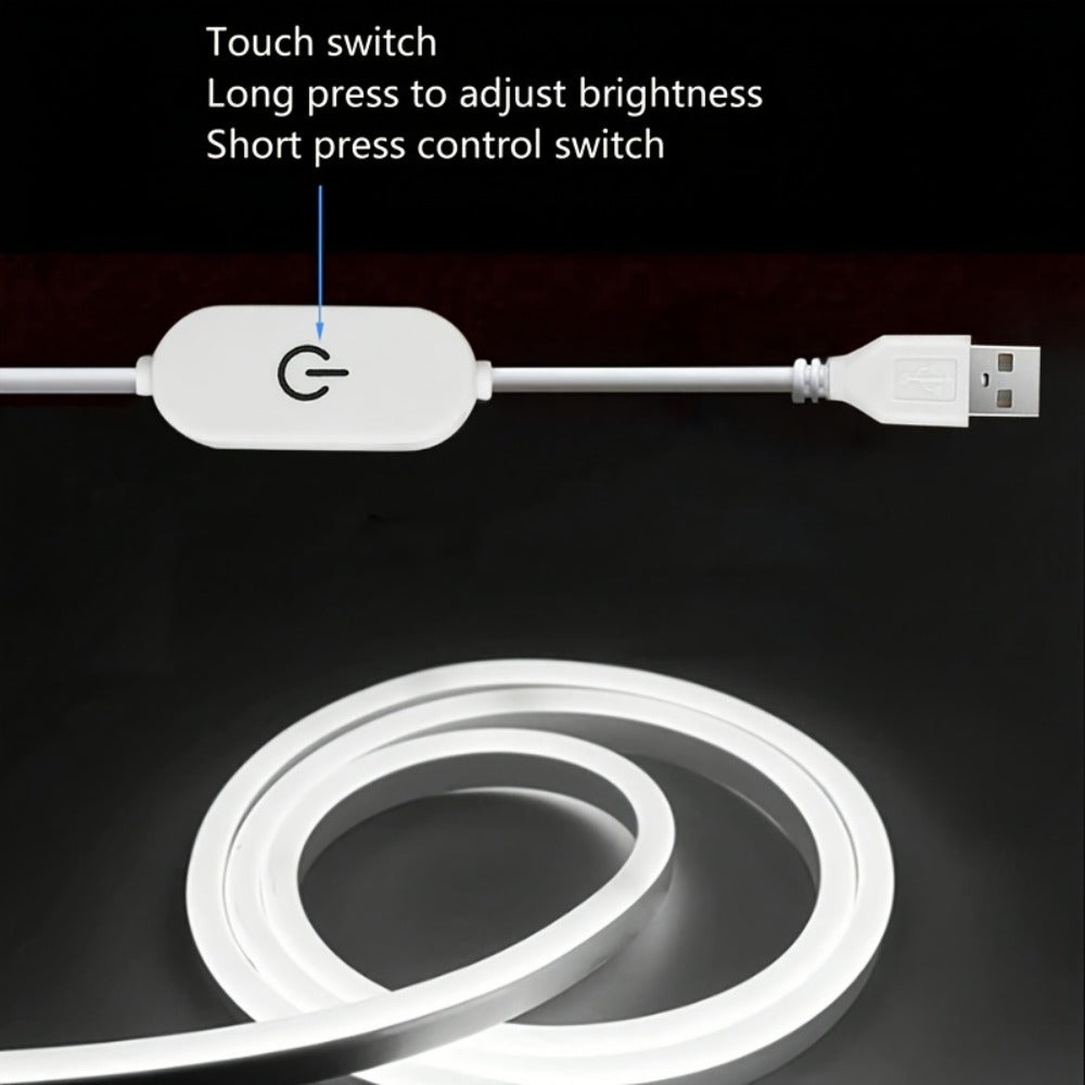 USB Mirror LED Light Strip with Touch Dimmer, White or Warm Light in 118.11-Inch Single or 196.85-Inch Two-Piece Options