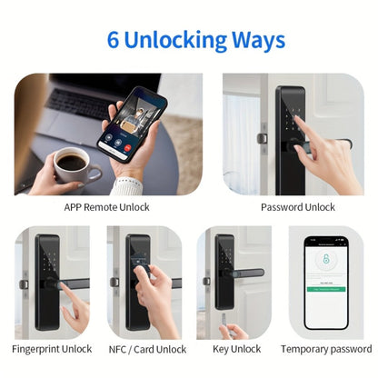 Fingerprint Smart Door Lock with WiFi App Keypad – 4-in-1 & 7-in-1 Keyless Entry, Wide-Angle Camera Option, Cat Eye Style, No Key Needed, for Home Rental Airbnb Office Hotel, iOS Android, Black