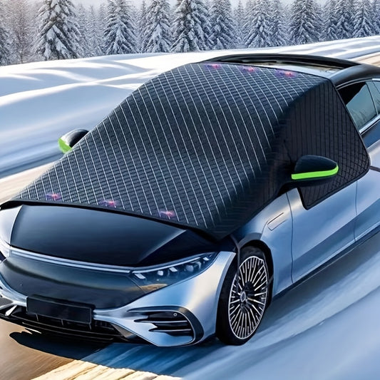 Magnetic Car Sunshade Cover Universal Fit – UV Blocking Heat Insulating Snow Wind Leaf Proof with Reflective Strips, 3-Window Extendable Design for SUV Sedan MPV Off-Road