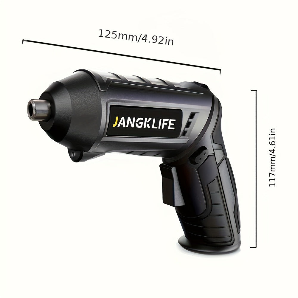 Sixteen-Piece Electric Screwdriver Set, 90-Degree Rotatable Cordless Driver with 1200mAh Rechargeable Battery