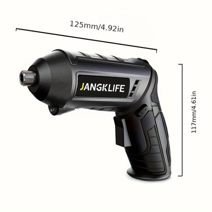 Sixteen-Piece Electric Screwdriver Set, 90-Degree Rotatable Cordless Driver with 1200mAh Rechargeable Battery