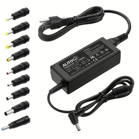 Universal DC Power Adapter 19V 3.42A 65W – ALITOVE Laptop Charger & Monitor Power Supply with 9 Interchangeable Tips, Multi-Device Compatible for Laptops, Monitors, Audio Equipment