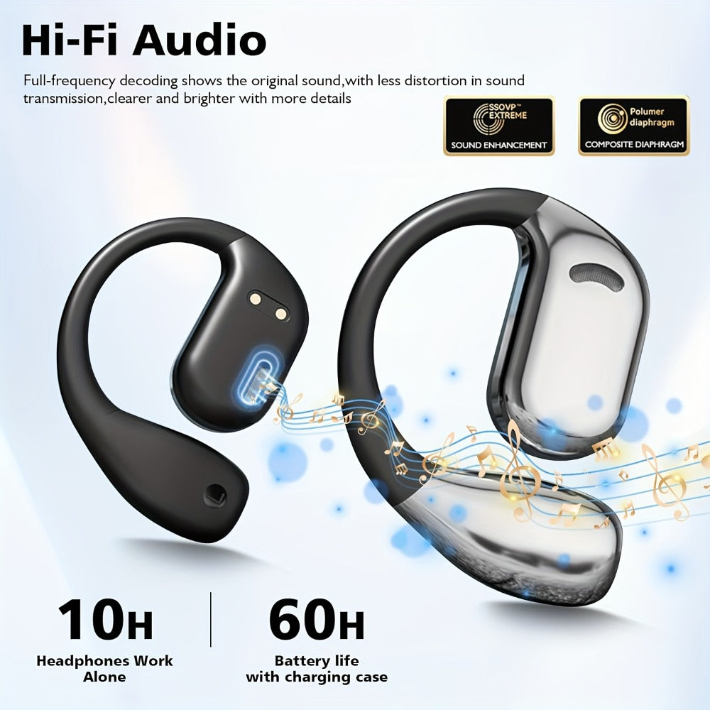 Open-Ear Translation Earphones with Charging Display Case and Black, Beige, Blue or Green Options