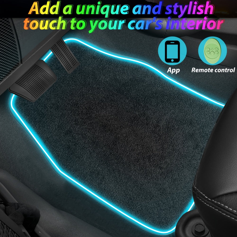 LED Car Floor Mats with RGB Strip Light & App Control – Anti-Slip Universal Fit Interior Ambient Lighting for SUV Truck Sedan Jeep, Soft Mat & PU Leather Options, Car Interior Decor Upgrade