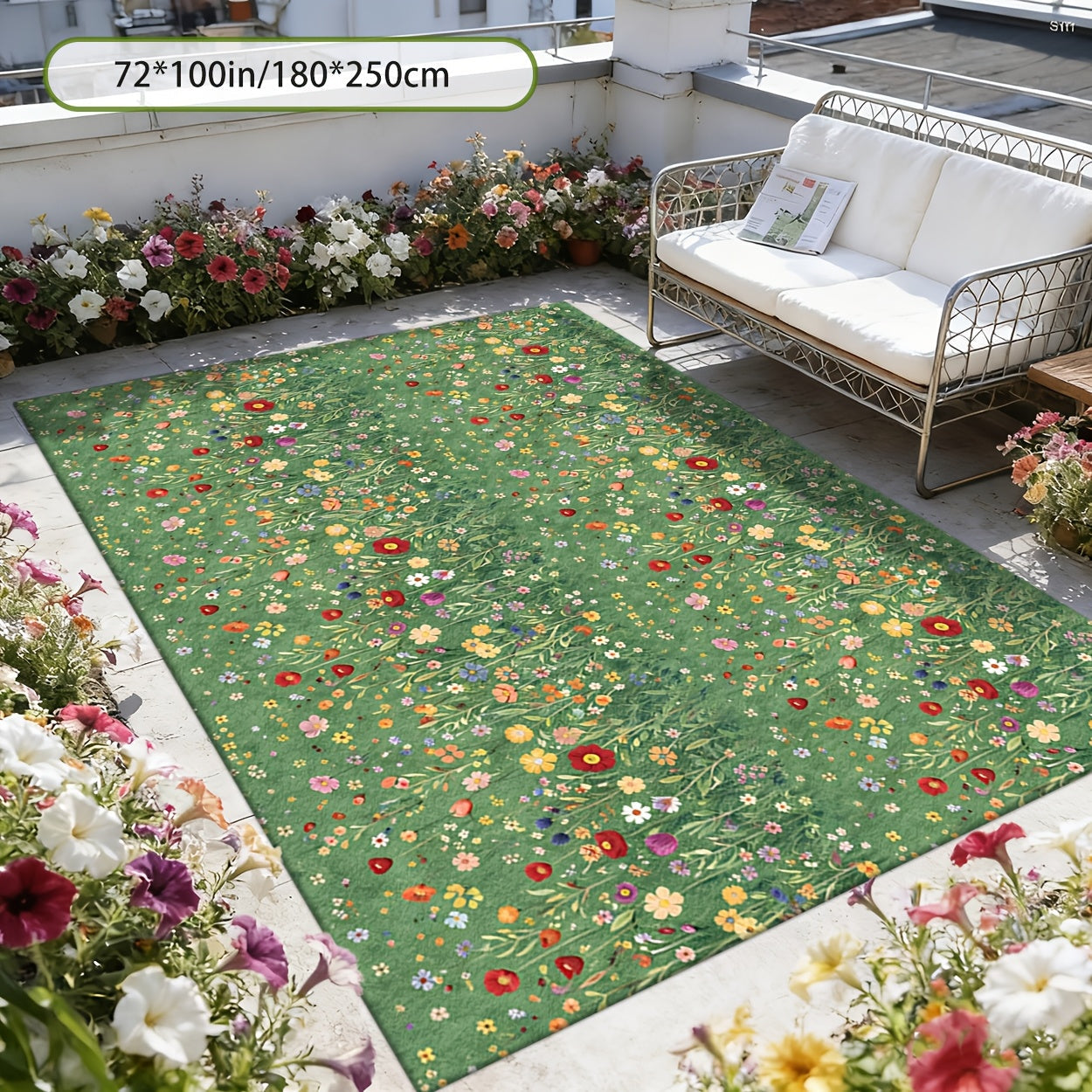 Washable Area Rug Anti-Slip Foldable Outdoor Indoor Mat for Patio Living Room Garden Pool Beach Camping Picnic – Machine Washable Easy Clean