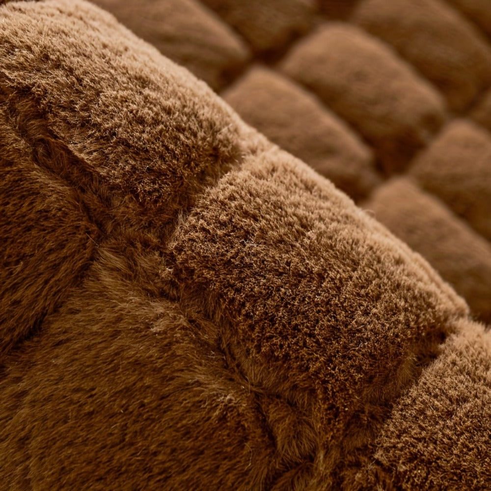 Sofa Cover Plush-Texture Cushion Panels in Pillowcase and 1, 2, 3 or 4-Seat Dimensions in Four Colors