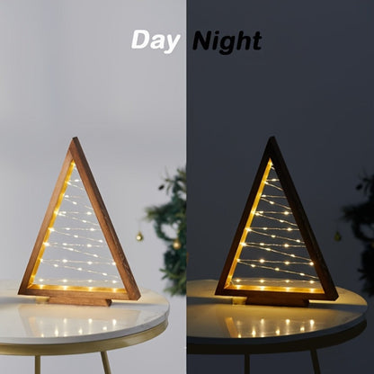 Wooden Light-Up Desktop Christmas Trees USB Powered - Mini Lighted Wood Tree Set for Holiday Decoration, Home & Office Desk, Shelf Display & Room Decor, Reusable Indoor Gift, Set of 2/3/4/5/6