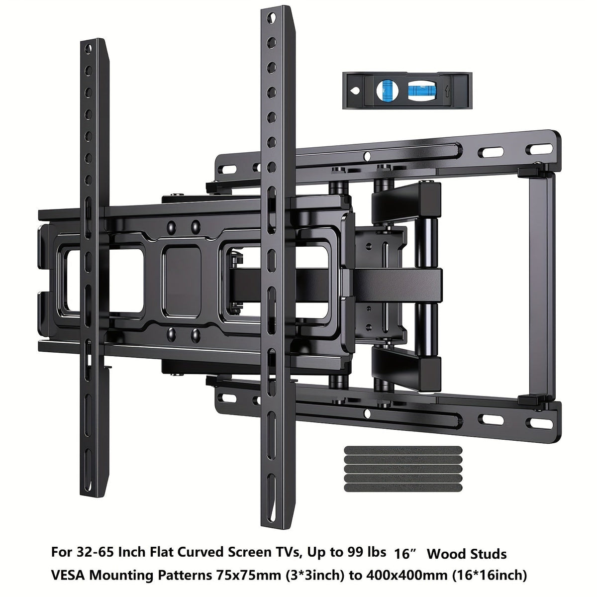 Full Motion TV Wall Mount 37-75 Inch, Dual Arm Swivel Tilt, VESA 600x400mm, Extends 15.4 Inch, Fits LED LCD OLED Flat Curved Screens