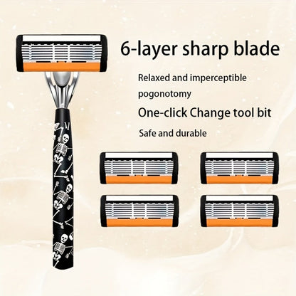 Safety Razor for Men 7-Layer Progressive Blades — Non-Slip Stainless Steel Handle Classic Double Edge Razor for Beard & Mustache Grooming, 1 or 2 Handle + 15–36 Blade Pack Options