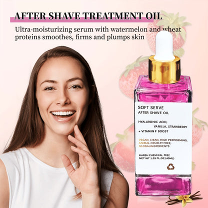 After Shave Beard Oil 2pcs 1.35oz - Strawberry Vanilla Scented Glycerin Moisturizing Oil for Beard, Mustache & Face, Hypoallergenic Soothing Skin Care for All Skin Types, Unisex