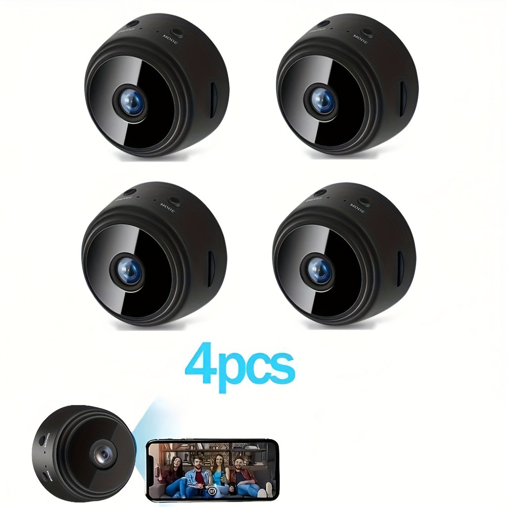 Indoor Security Camera 4-Pack with 1080P Video, 150° Adjustable Rotation, Night Vision and WiFi Connection