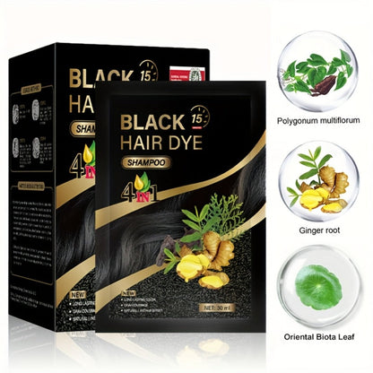 Hair Color Shampoo Sachets 10-Pack with Black, Deep Coffee, Coffee and Chestnut Brown Shade Options
