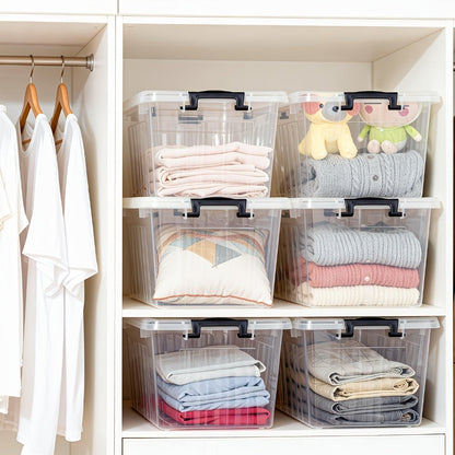 Clear Plastic Storage Bins with Lids 6 Pack Stackable Storage Containers with Snap-Tight Locks for Home, Office, Garage & Basement – 17QT or 21QT, BPA-Free