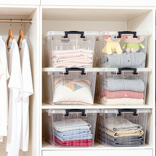Clear Plastic Storage Bins with Lids 6 Pack Stackable Storage Containers with Snap-Tight Locks for Home, Office, Garage & Basement – 17QT or 21QT, BPA-Free