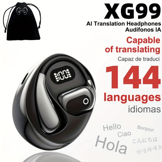0.3s AI Translator Earbuds 144 Languages 40H Battery Real-Time Voice Translation Noise Cancelling Mic No Delay Travel Business Storage Pouch Included