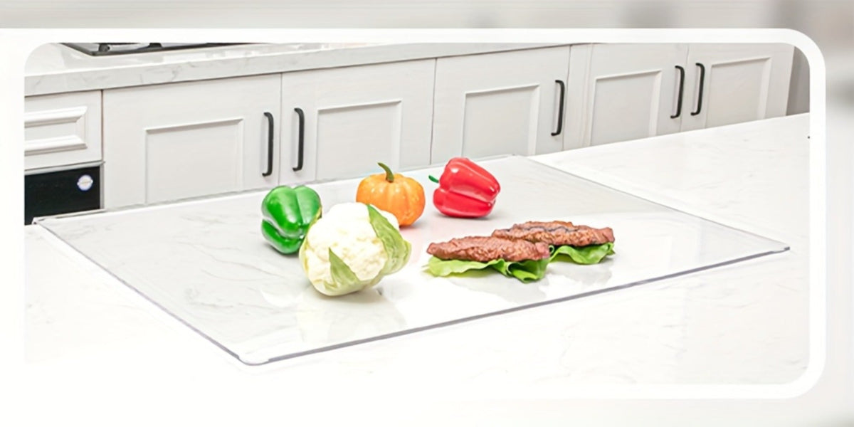 Acrylic Cutting Board Large Anti-Slip 17x23 Inch – Clear & Black Countertop Protector for Kitchen & Restaurant – Food Safe Non-Slip Chopping Board for Fruit, Meat & Meal Prep