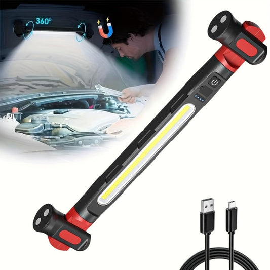 LED Work Light Bar 3000LM Rechargeable Construction Site Lighting Lamp – Hanging Hook, Portable Underhood Work Light for Auto Repair, Garage, Mechanical Maintenance & Emergency Use – Single & 2-Pack Options
