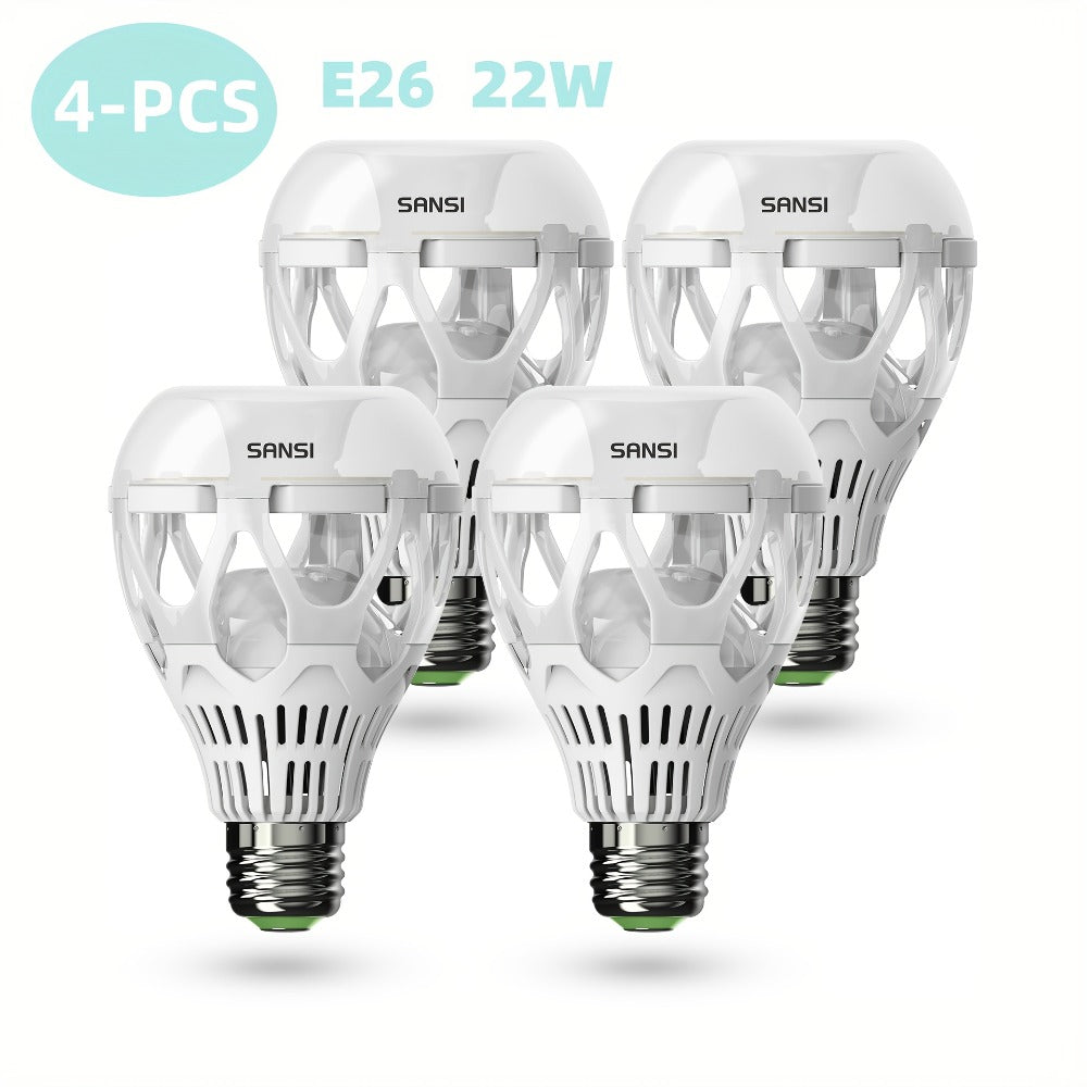 SANSI A21 LED Light Bulbs, 22W E26 Four-Pack with 3000-Lumen Marking in 3000K Warm or 5000K Daylight White