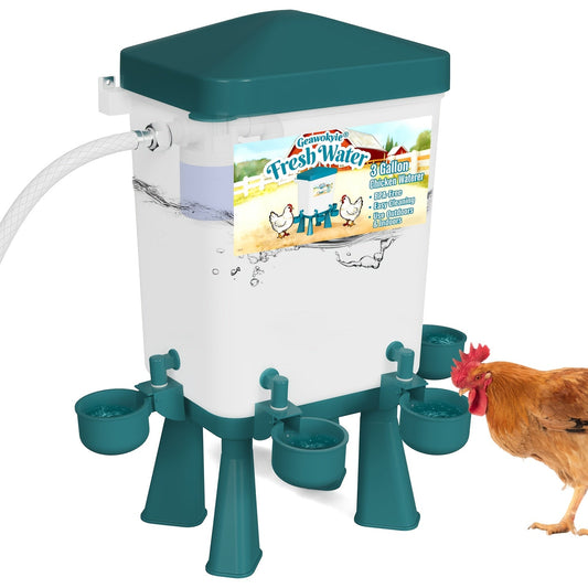 Chicken Waterer 3 Gallon Float Controlled Hose Connection Hands-Free
