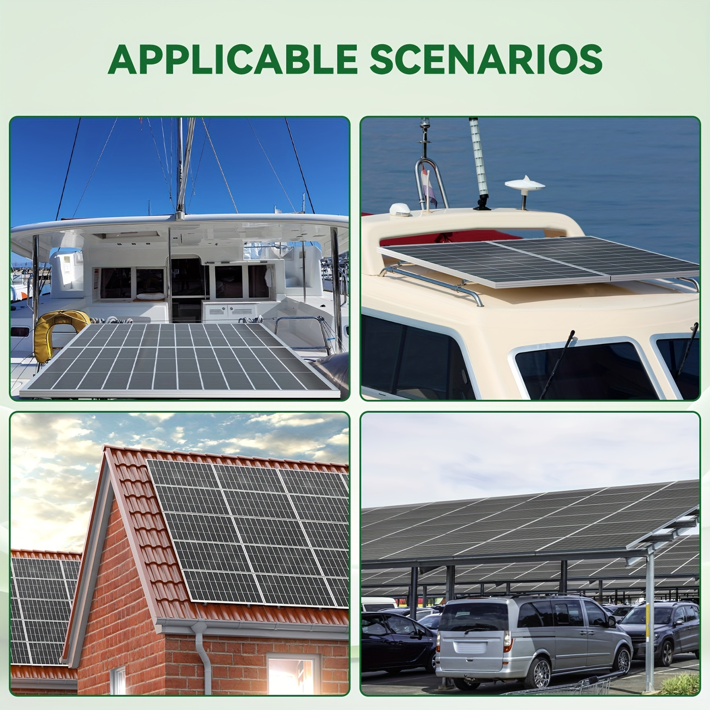 Two-Piece 400W Total Solar Panel Kit with 200W Modules, 148 x 67 cm Frames and PV Cables Pictured