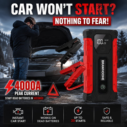 160PSI Air Pump Jump Starter 12V – Portable Car Emergency Starter, LED Light & Battery Charger, Winter Essential, 2 Styles