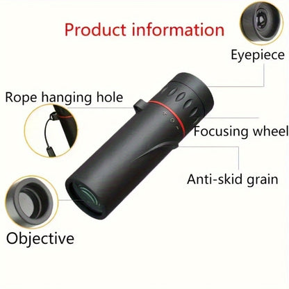 Compact 10x25 Monocular Telescope with Textured Hand Grip, Wrist Cord and Black Checkout Option