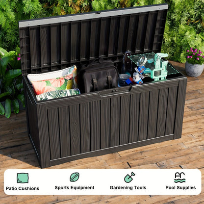Large Resin Deck Box Lockable Outdoor Storage 80/100 Gallon – 345L UV Protected Weatherproof Patio Storage Box | Sit-On Lid Deck Storage Chest for Pool Accessories, Garden Tools & Outdoor Gear
