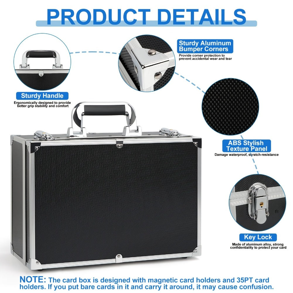 Aluminum Trading Card Storage Case with Key Lock and Three Interior Layout Options for Graded Slabs