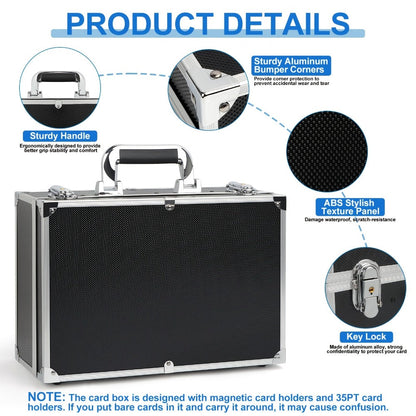 Aluminum Trading Card Storage Case with Key Lock and Three Interior Layout Options for Graded Slabs