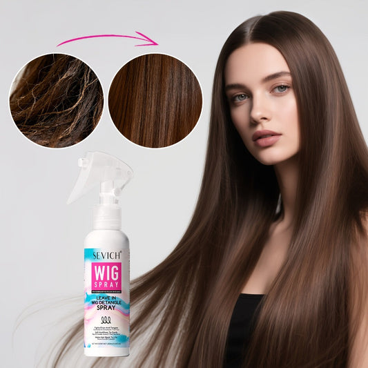 Wig Detangling Spray Leave-In Conditioner for Synthetic & Human Hair Wigs | Featherlight Frizz Control | Strengthens Fibers | No Residue Easy Comb-Through | Daily Wig Care Refresher Spray