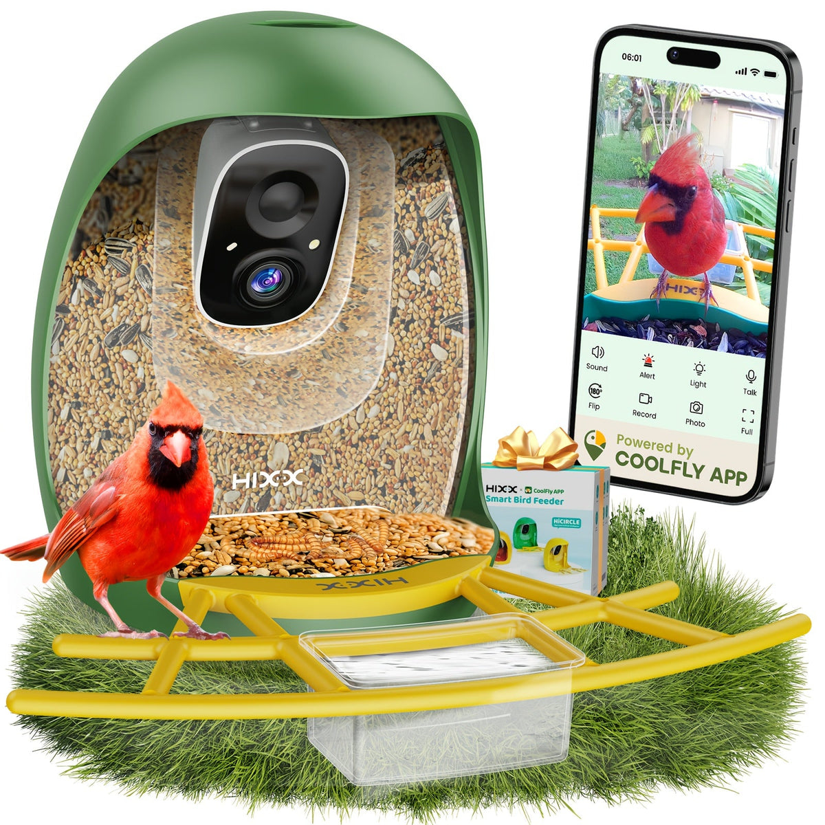 Smart Bird Feeder, Camera AI Bird Identification, 2K HD Live View, Auto Capture & Color Night Vision