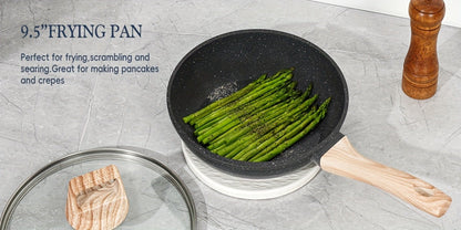 Pots and Pans Set 12-Piece Non-Stick Kitchen Cookware – Complete Cooking Set with Frying Pan | Durable Even-Heating Non-Stick Coating | Available in Black & White | Home Kitchen Essentials