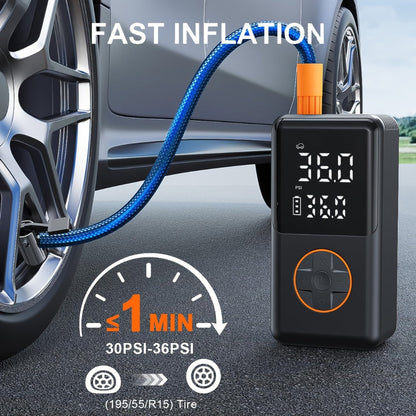 Portable Tire Inflator Cordless 150PSI Electric Air Compressor Pump with LCD Display, Auto Shut-Off, LED Light & Preset Pressure for Car Motorcycle Bike Sports Ball Camping Outdoor Emergency
