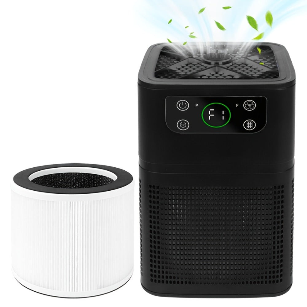 Air Purifier with Compact White or Black Body, Aroma Function and Quiet Sleep Mode for Small Rooms