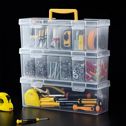 14-Piece Transparent Parts Organizer Box Set with Dividers, 2 Large + 12 Small Portable Storage Cases, Multi-Compartment Hardware Organizer for Screws, Nuts, Bolts, Beads & Small Parts