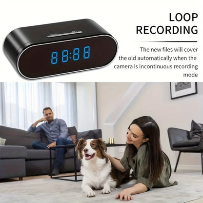 1080P WiFi Clock Camera Battery Powered, Hidden Nanny Cam with 64GB Memory Card Included, Night Vision, Motion Detection, Loop Recording, 2.4GHz Wireless, Remote Live View for Home Office Warehouse