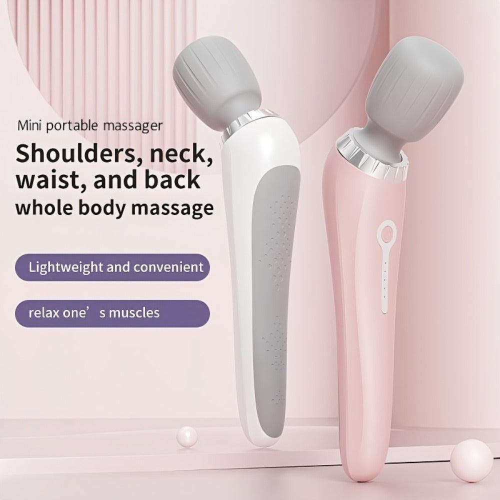 5-Speed USB Rechargeable Handheld Electric Massager Wand — Full Body Vibration Massage for Neck Back Shoulders Legs Waist Foot, Portable Cordless Relaxation Tool Gift for Women Men Athletes Seniors