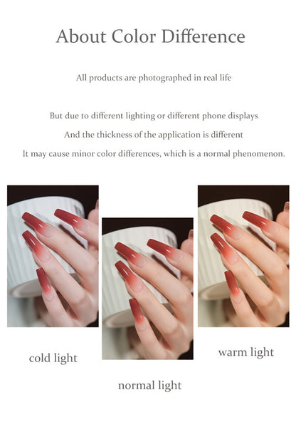 Candy Glass Gel Nail Polish Set 9 Colors Gradient Effect — Fall Winter Shades Translucent Glass-Like Finish Long-Lasting Durable Nail Art for Salon & Home Manicure Gift Women