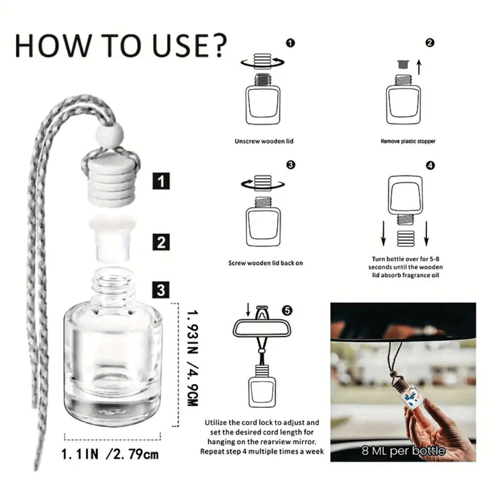Car Air Freshener 4-Bottle Gift Set – Hanging Diffuser with 60-Day Lasting Fragrance, Multiple Scent Styles for Car Interior, Perfect Holiday Gift for Friends & Family