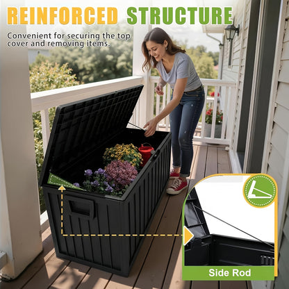 Deck Box Outdoor | Waterproof Lockable Pool Patio Garden Tool Storage