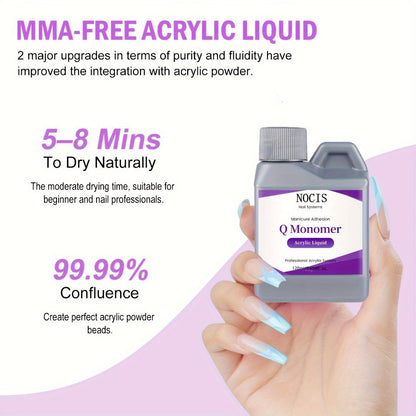 Acrylic Nail Kit NOCIS 120g Peach Pink Powder Set with Q Monomer, Brush Set, Nail File and Mixing Cup