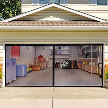 Garage Screen Door Magnetic Closure Heavy Duty Mesh Screen for 2-Car Garage, Hands-Free Walk-Through, Weather Resistant Pest Proof Bug Barrier, Easy Install, Fits Single & Double Garage Door Openings