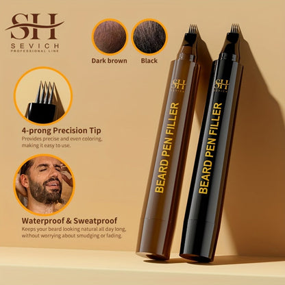 Beard Filler Pencil with Brush — Waterproof Long-Lasting Beard Pencil for Fuller Thicker Beard | Fills Sparse Patchy Beard & Mustache | Men's Grooming Tool | Black & Dark Brown | 1pc or 2pcs