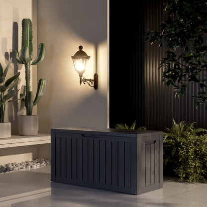 Large Resin Deck Box Lockable Outdoor Storage 80/100 Gallon – 345L UV Protected Weatherproof Patio Storage Box | Sit-On Lid Deck Storage Chest for Pool Accessories, Garden Tools & Outdoor Gear