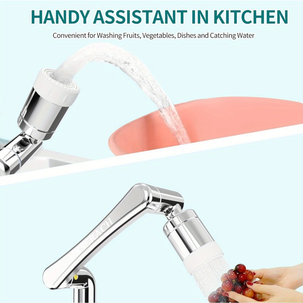 1440° Rotating Faucet Extender Brass Multifunctional 1080° 360° Swivel Robotic Arm Sink Aerator 2 Water Outlet Modes for Kitchen Bathroom Silver