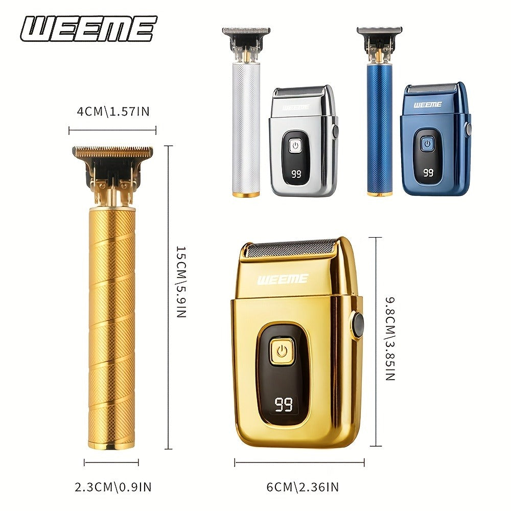 Home Hair Clipper Kit Multi-Functional All-in-One Cordless Electric Hair Cutting Set for Men Women Lightweight Travel-Friendly Easy to Use Golden Blue