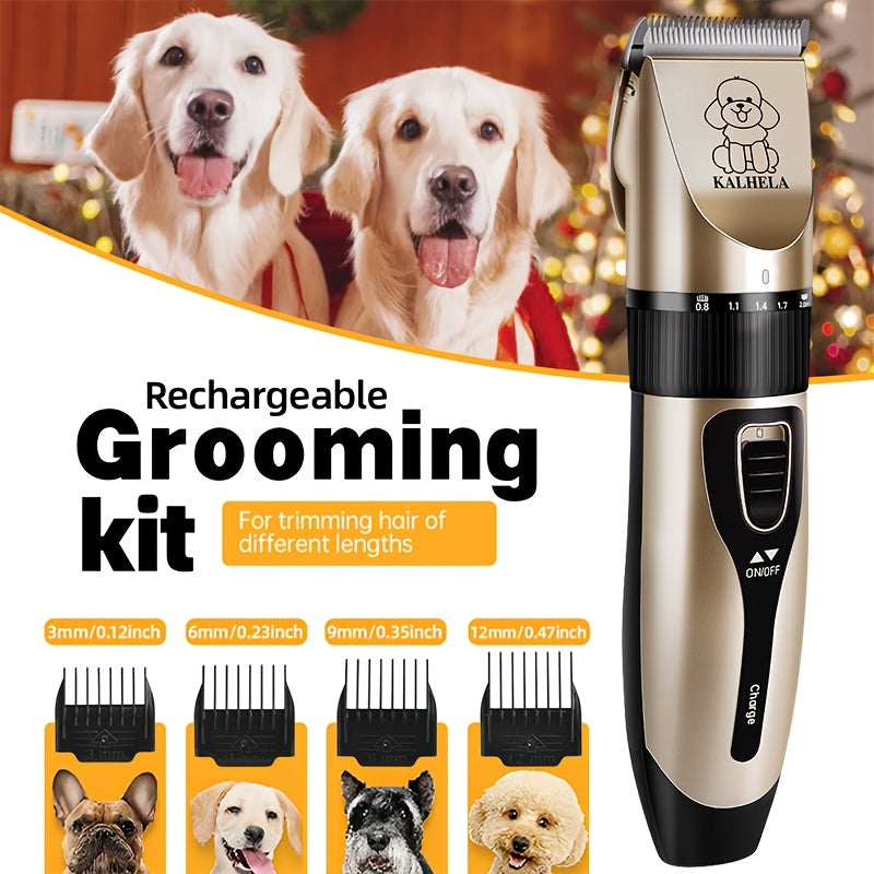 Pet Hair Clipper Kit, KALHELA USB-Rechargeable Trimmer with Ceramic Blade and Eight Color or Accessory Options