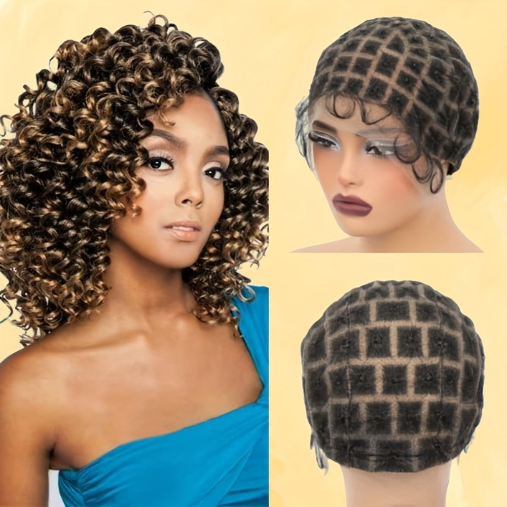 Double-Lace Crochet Wig Cap with Baby Hair and Hook Tool in 82-, 109-, 112- or 121-Section Options