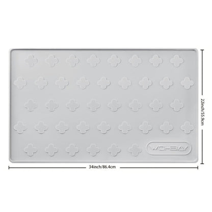 Under Sink Mat Waterproof Silicone 34" x 22" Undersink Drip Tray Liner for Kitchen Bathroom Cabinet, Holds 2 Gallons, Non-Toxic Durable Cabinet Protector with Raised Edges Four-Leaf Clover Pattern